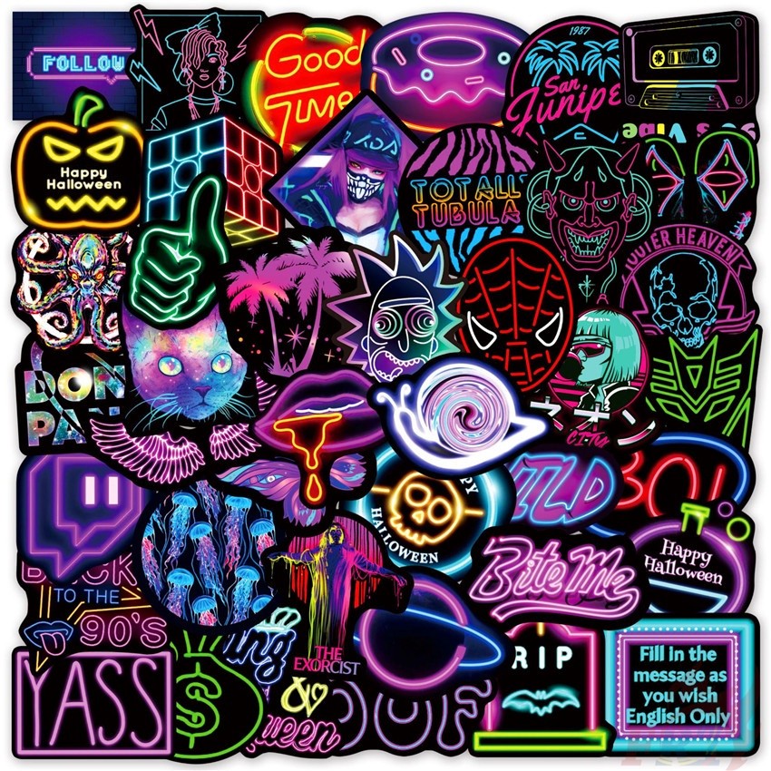 

25 Pcs / Set Stiker Doodle Graffiti Seri 09 Jmd Warna Neon Tahan Air Gaya Harajuku