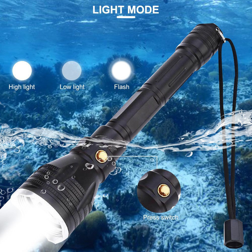 [ORI] Asafee FL022D - Senter LED Scuba Super Terang, Flashlight USB Tahan Air Laut, Untuk Memancing