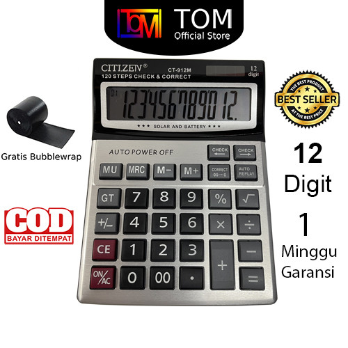 

Kalkulator CT-912M 12 Digit - Calculator Check Dual 2 Power