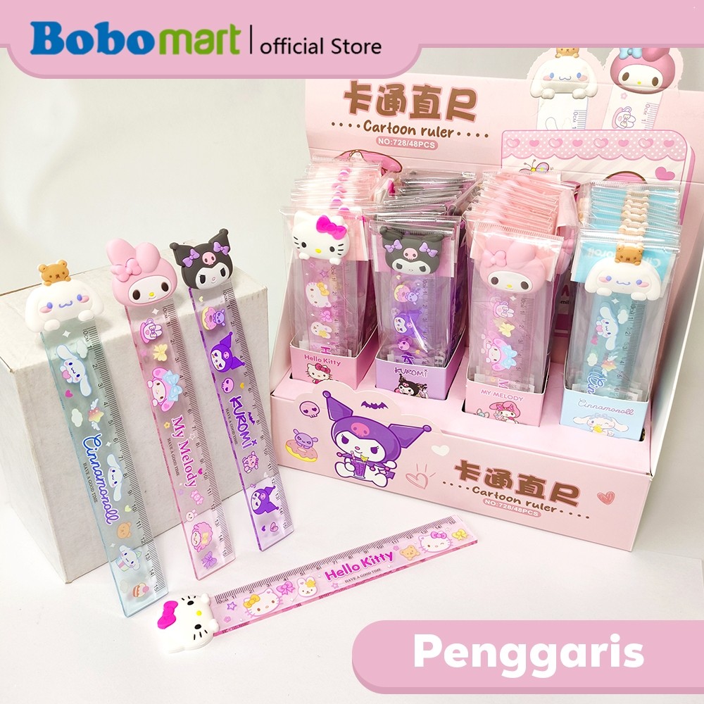 

BOBOMART Penggaris 15cm Motif Cartoon Sanrio, Capybara, Labubu 3D – Ruler Lucu