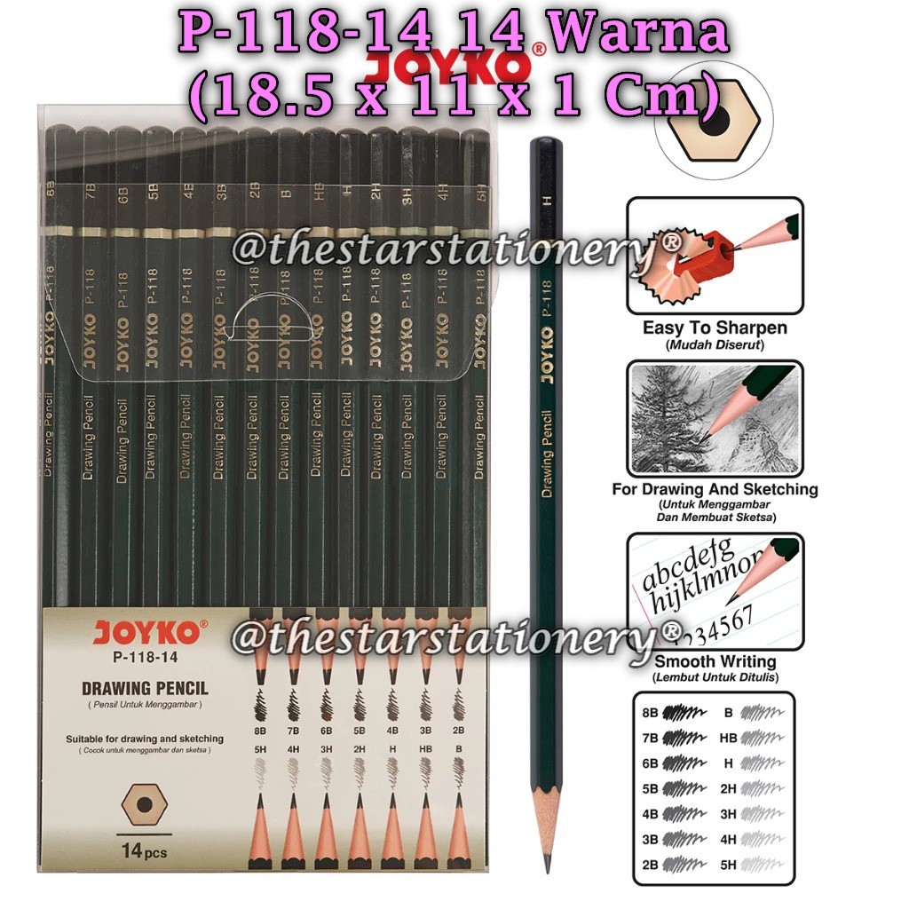 

(1 Set) GROSIR Pensil JOYKO P-118-14 / Drawing Pencil Pensil Menggambar Joyko P-118-14 14W (1 Set)