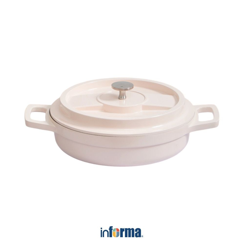 Informa Cooking Color 24 cm Cara Panci Casserole Low - Pink Pot Masak Sup Food Grade Panci Kuah Perl
