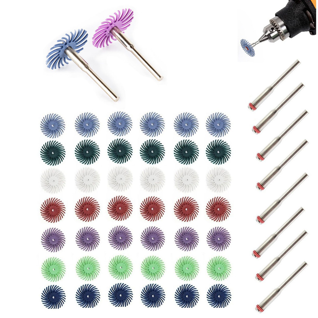 

50pc 1'' Radial Bristle Disc Brush Detail Polishing Wheel Rotary Tool For Deburring Cleaning Wood Carving Jewelry Making Polish