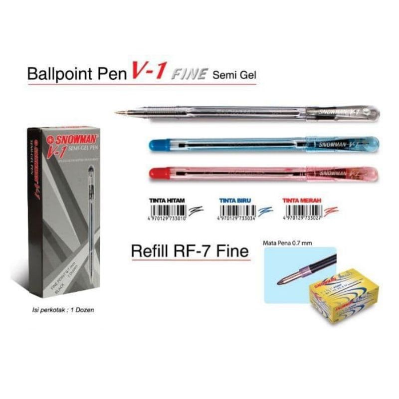 

Pulpen Snowman V-1 Semi Gel ( 1pak/12pcs )