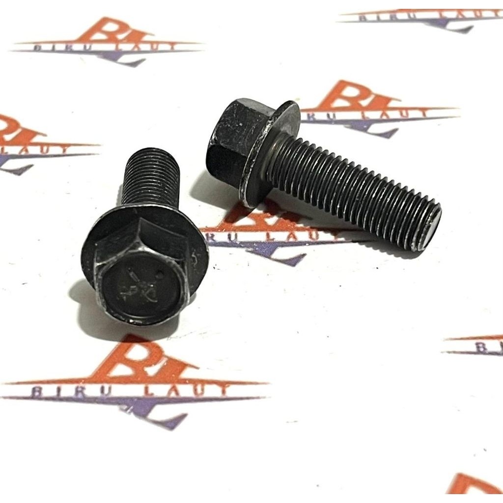 Murah (Paket isi 5 biji) Baut Flange M10x30 Kunci 14 Full Drat/ Baut 14 Flange Panjang 3cm Hitam