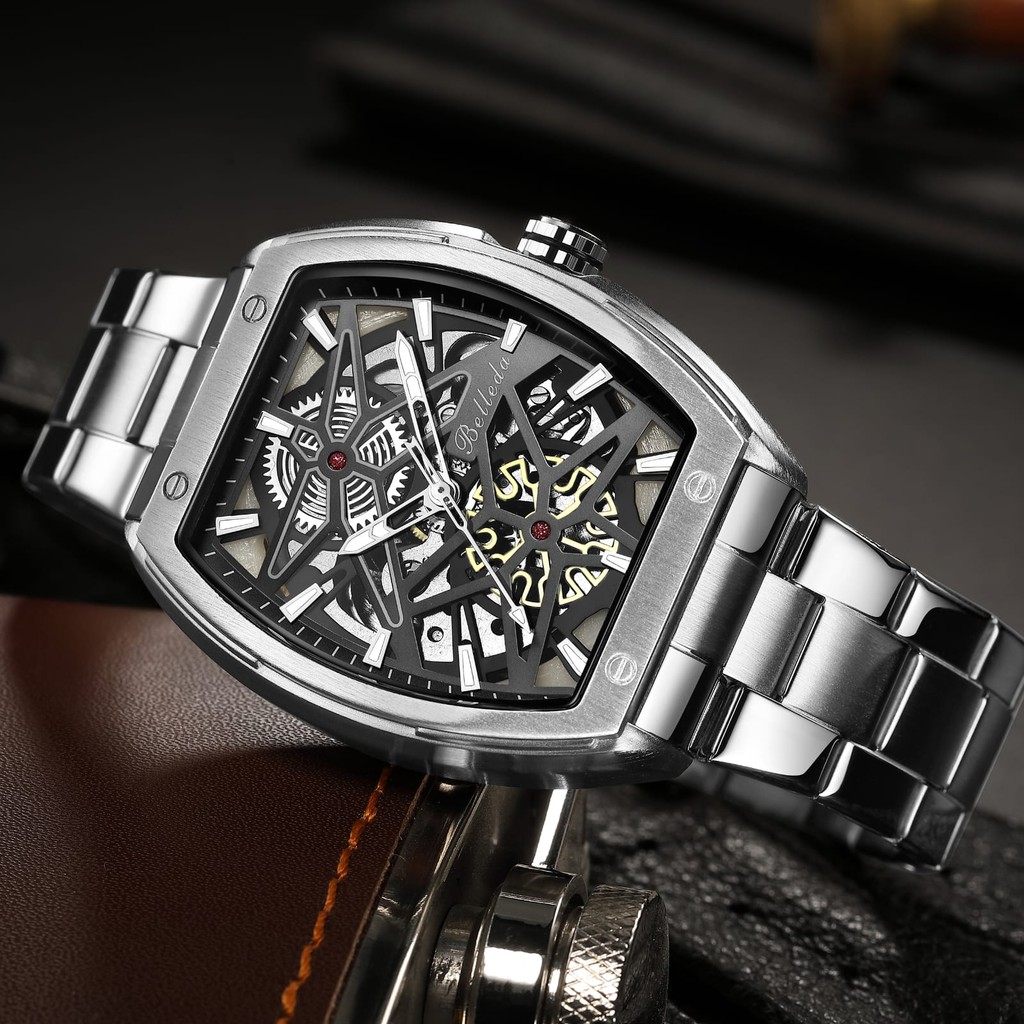 jam tangan pria belleda 9644 rantai stainless automatic anti air mewah bergaransi internasional