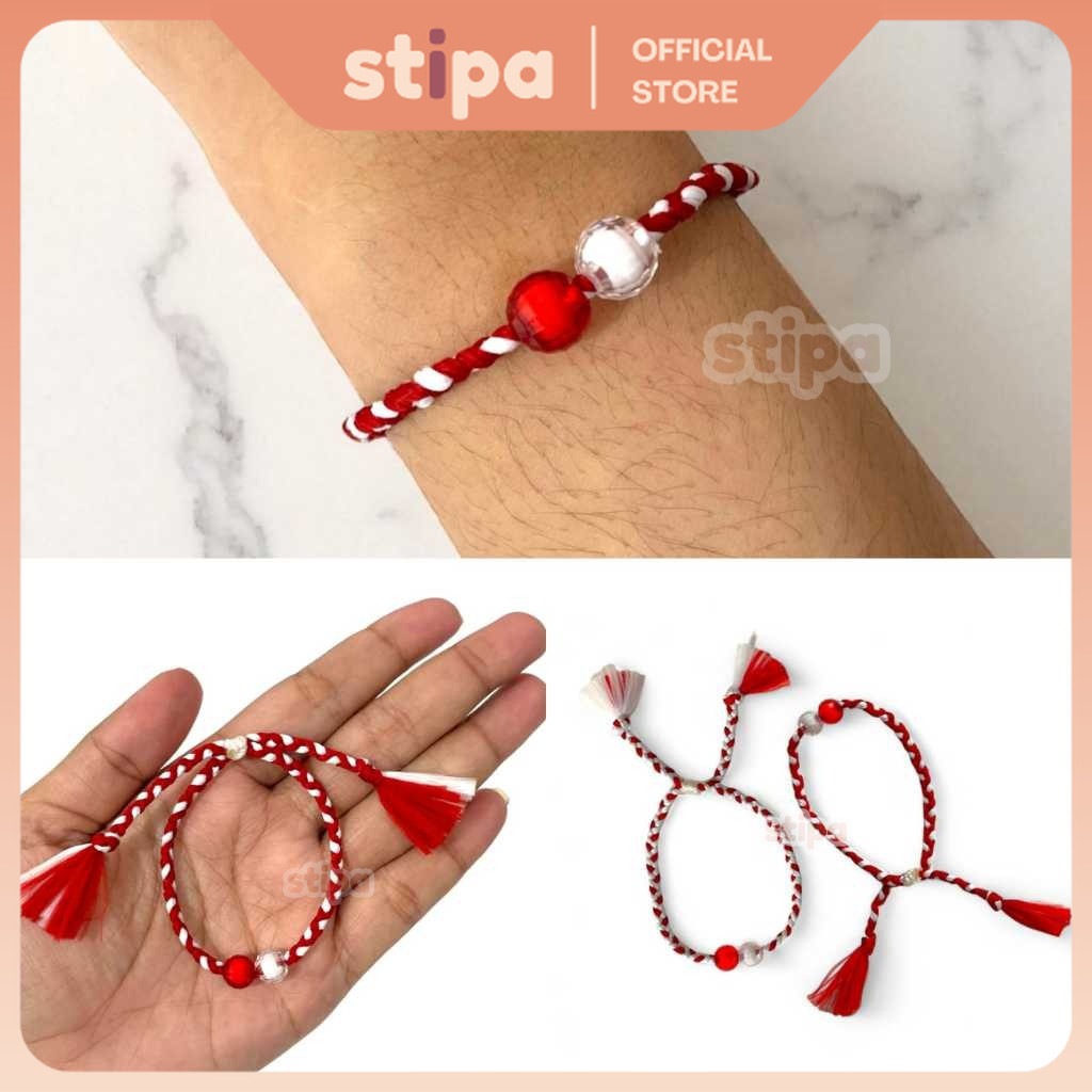 STIPA Gelang Kepang 2 dan 3 Warna Tridatu Merah Putih Hitam Adjustable Bisa Dibesarkecilkan Bracelet