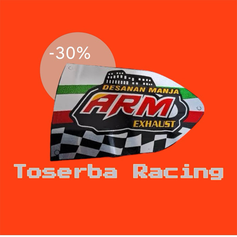 EMBLEM knalpot Logo ARM exhaust Desain timbul Bahan almunium BERKUALITAS