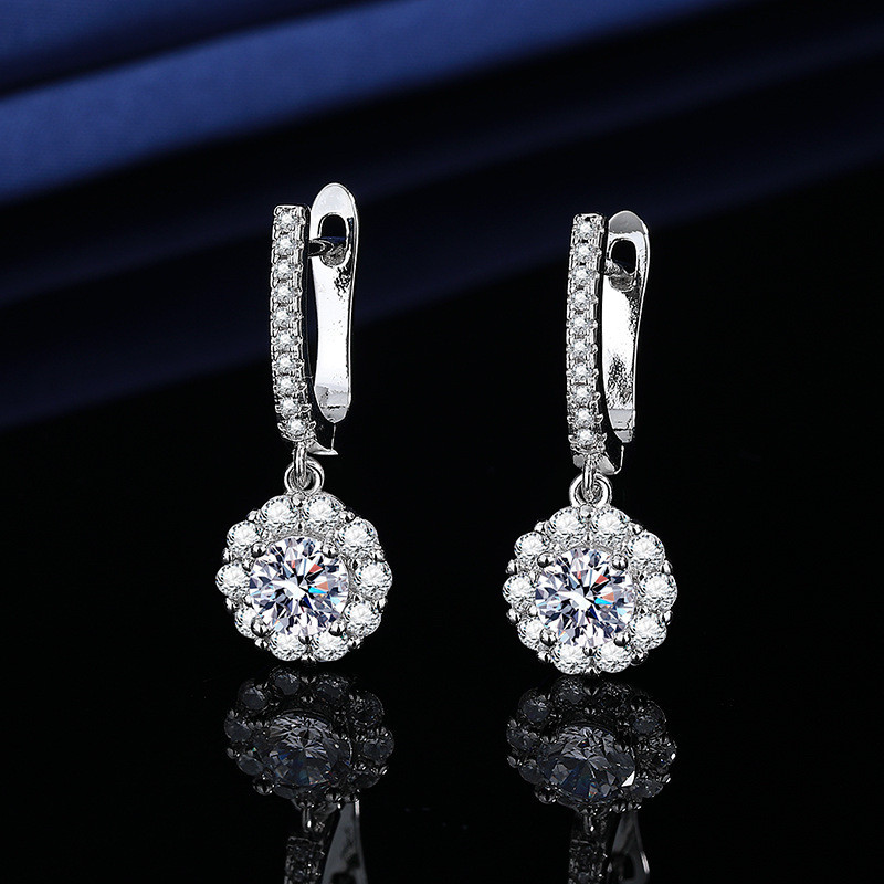 Anting imitasi S925 sterling silver moissanite anting anting fashion wanita telinga gesper berlian a