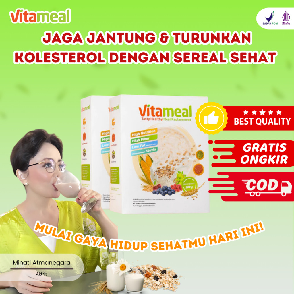 

Sereal Vitameal Sehat Organik Paket 2 Box Diet Defisit Kalori Asam Lambung Stabil VITAMIEL HERBAL