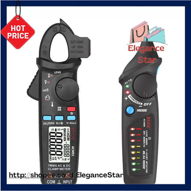 Digital Clamp Meter BSIDE ACM91 AC/DC Current 1mA True RMS Auto Range Live Check NCV Temp Frequency 