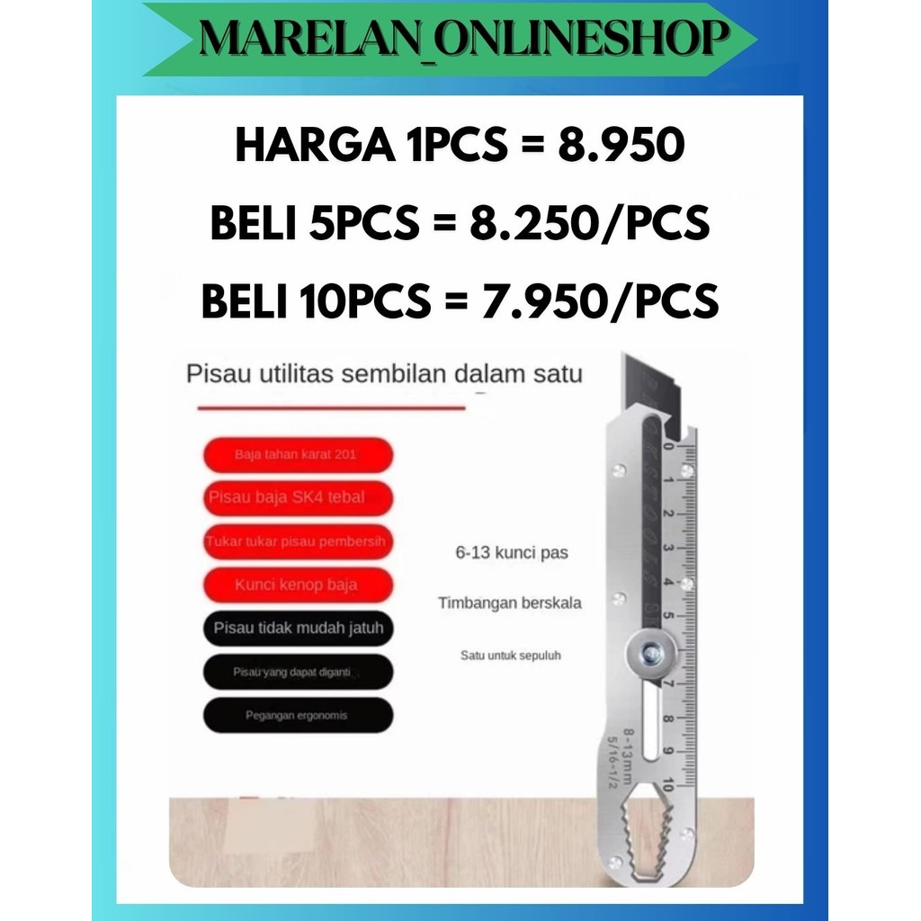 

MOS PISAU CUTTER SILVER STAINLESS VIRAL 9IN1 SERBAGUNA 9 IN 1 TAJAM DAN TAHAN LAMA