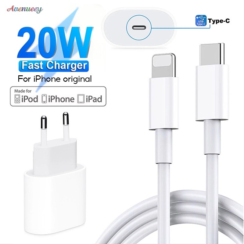 Netcom Store 【Original】Fast Charger iPhone PD 20W USB-C Power Adapter - Charger Fast Charging + Kabe