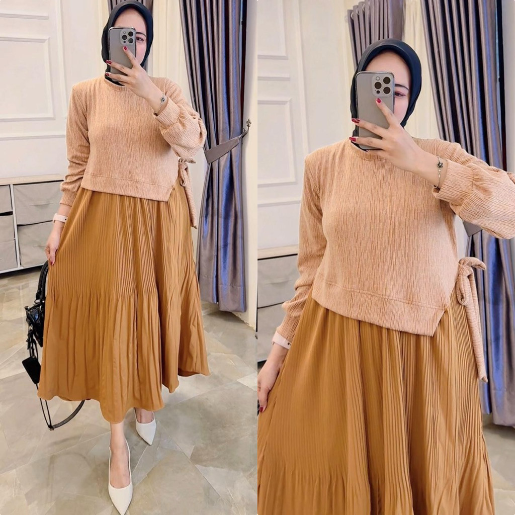 Tokyo premium_midi dres cantik polos kaos knit terbaru