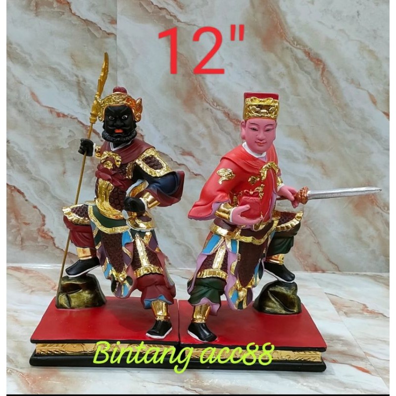patung pengawal kwan kung/kwan kong - tiu cong /kwan ping - fiber - 12inch