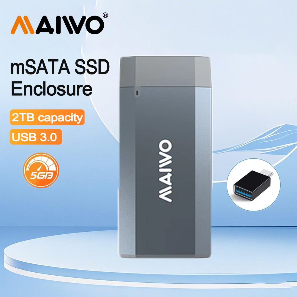 MAIWO mSATA SSD Enclosure 5Gbps External SSD Adapter USB 3.0 Up for 3050 mSATA SSD to 2TB Capacity P