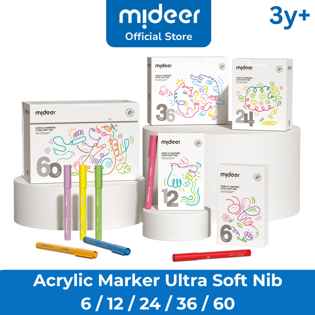 

Mideer Acrylic Marker Ultra Soft Nib Spidol Warna Menggambar Mewarnai Alat Sekolah Anak 4+