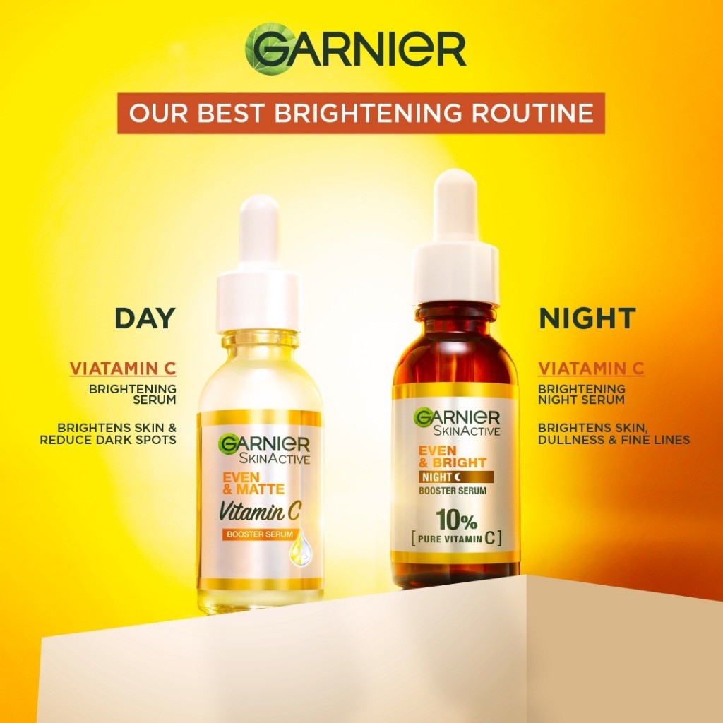 Garnier Vitamin C 24HR Power Duo: Niacinamide Serum(30ml) & 10% Pure Vitamin C Overnight Serum(30ml)
