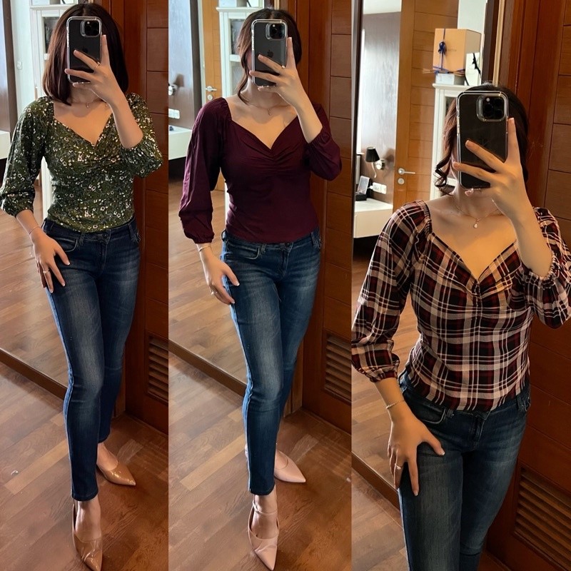 ATASAN CROP RAYON ATASAN SABRINA CROP TOP KARET PREMIUM BAJU ATASAN