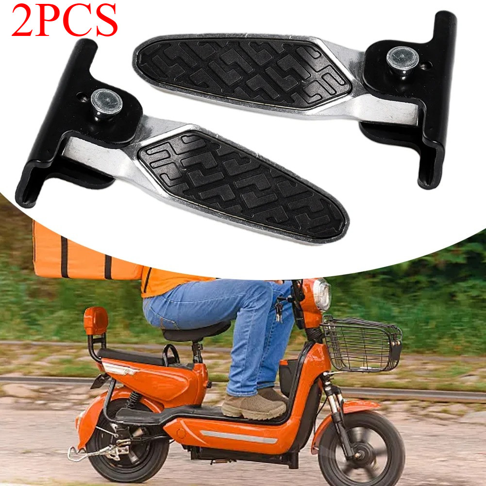 1pasangan Injak Kaki Sepeda Listrik Pedal Belakang Sepeda Listrik Lipat Footstep Aluminum Jalu Lipat