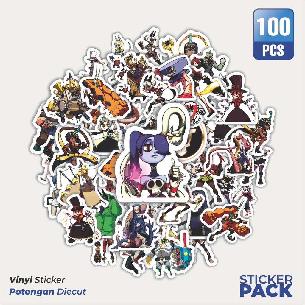 

100 PCS STIKER Stiker Game Series Skullgirls Karakter Mix 1 Waterproof Aesthetic- Untuk Laptop, Motor, dan Helm - Paper Stationery Pack