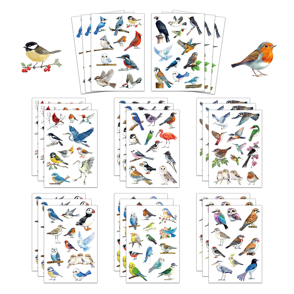 

8PCS Bird Material Sticker DIY Account Material Phone Case Laptop Luggage Waterproof Sticker
