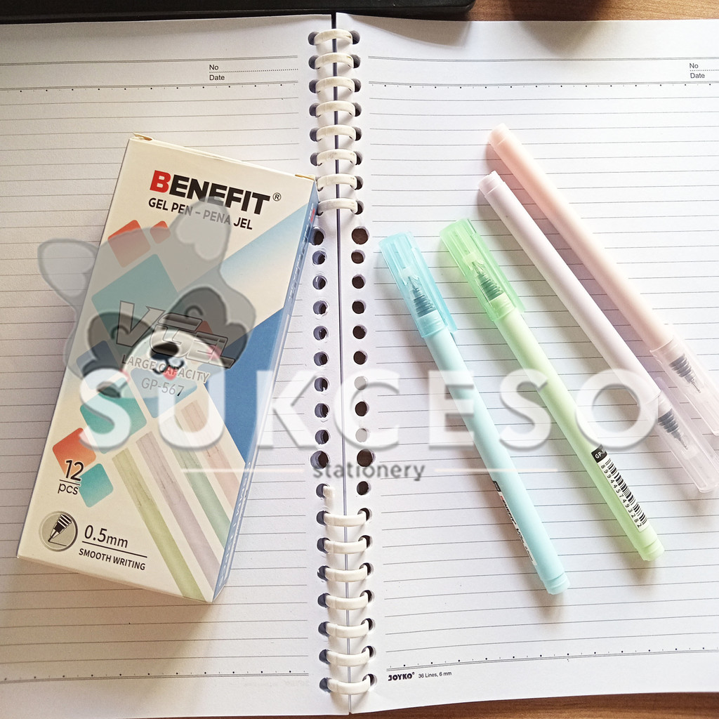 

Benefit Gel Pen GP-567 VGel 0.5mm Pastel SATUAN Pulpen Hitam