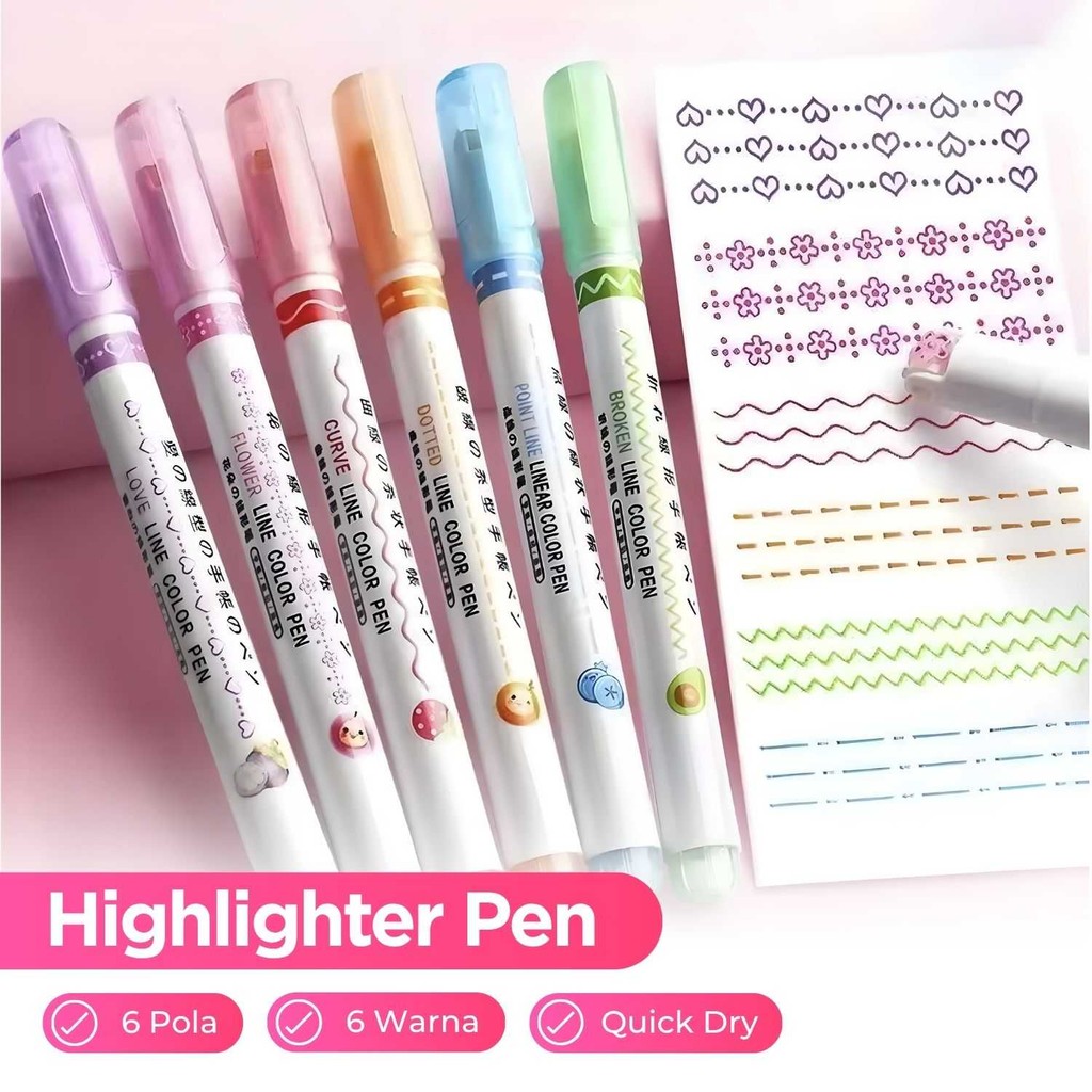 

Xuanxuan Pena Spidol Renda Flower Line Shape Highlighter Pen 6PCS - DM-7006-8 [ FIFAA ]