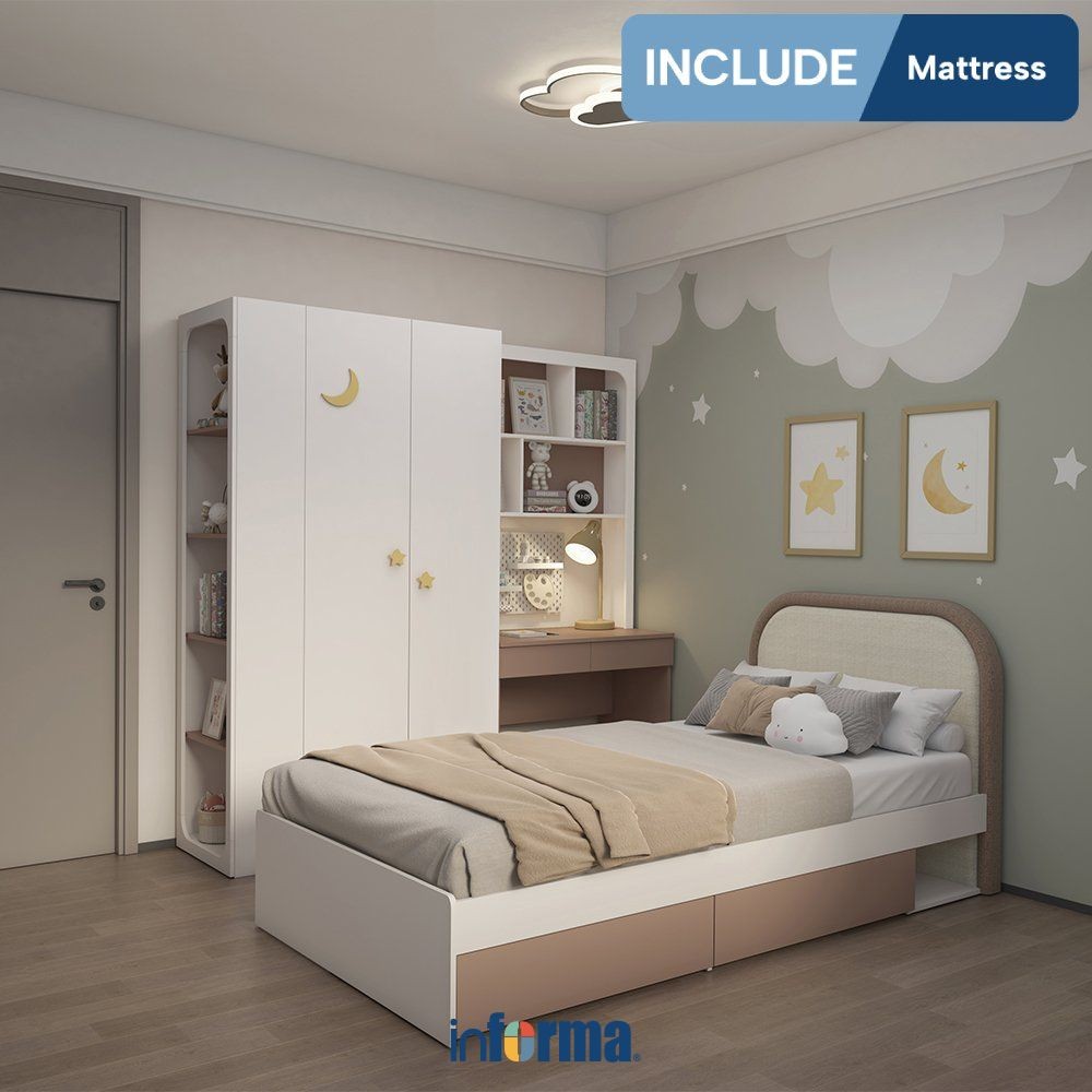 Informa 100X200 cm Iora Set Kamar Tidur Anak Dengan Kasur - Cokelat Set Bedroom Furniture Kamar Tidu
