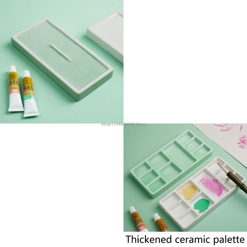 

Square Ceramic Paint Palette 9 Wells Watercolor Oil Painting Palette Paint Mixing Tray for Artist Student Art Painting