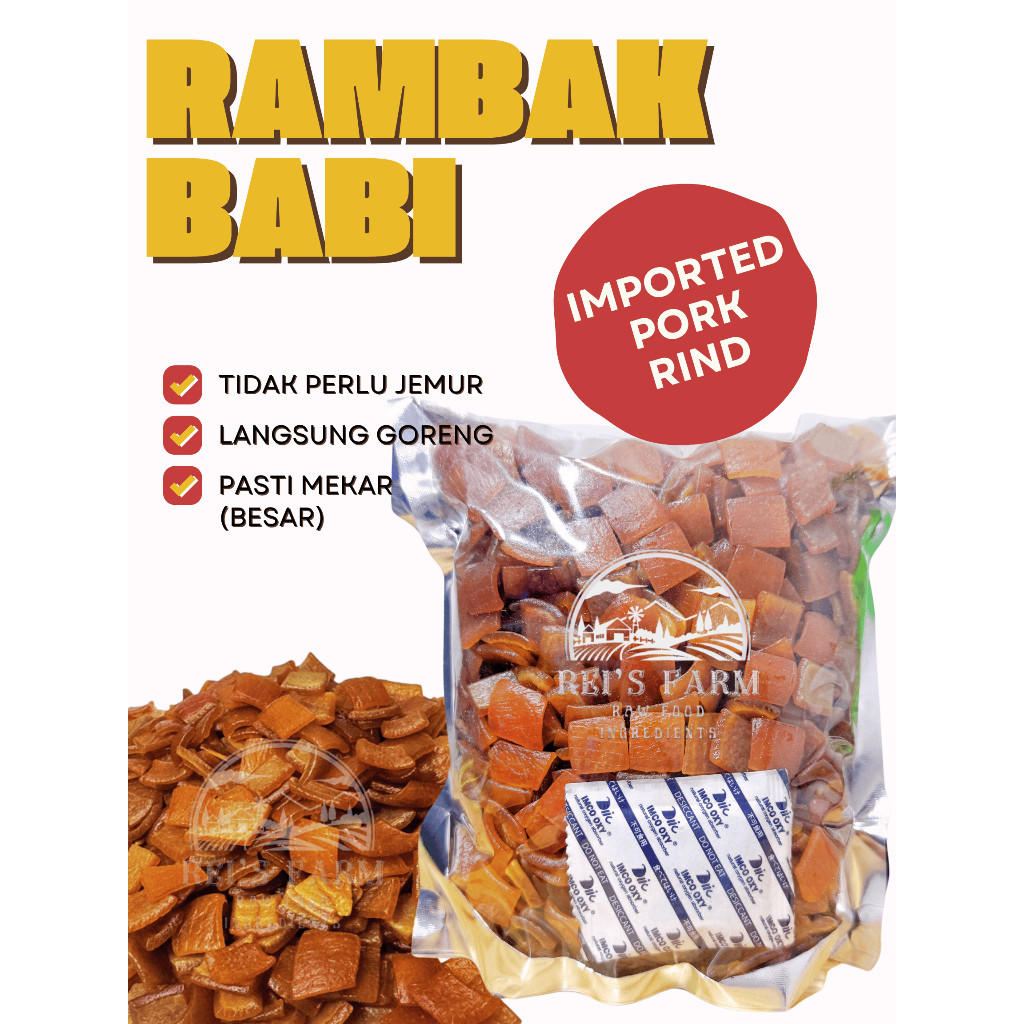 

Rambak Babi Mentah Import (Pork Rind Pellets) Kerupuk Babi Impor 1 Kg-250 Gr