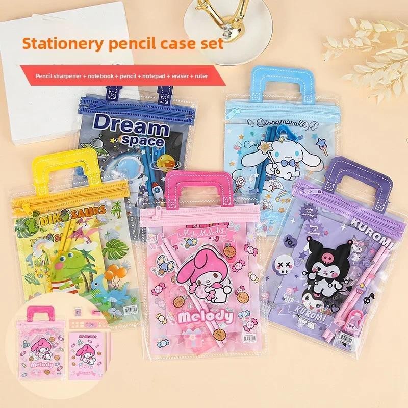 

Sanrio Cinnamoroll Stationery Set - Kuromi Pencil Case with Ruler Sharpener Eraser, Cute School Supplies Gift Bag