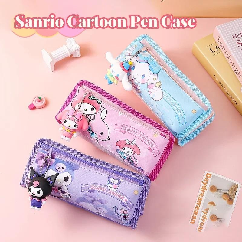 

Hot Sales Kuromi Hello Kitty Cinnamoroll Large Capacity Pencil Case Kawaii Cartoon Thick Stationery Bag and Cute Pendant Gift