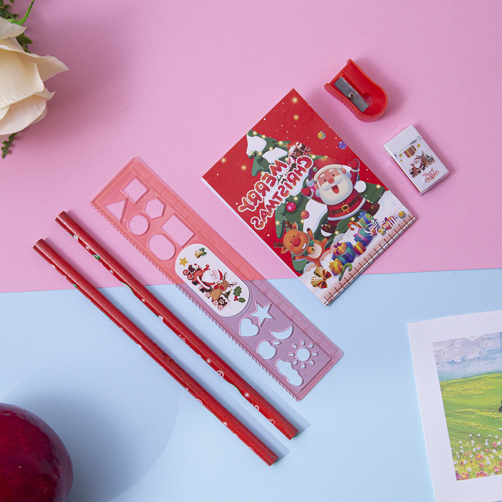 

Stationery Set Children'S Gift Box Pencil Ruler Pencil Eraser Student Writing Tools Student Back to School Stationery 6pcs/Set