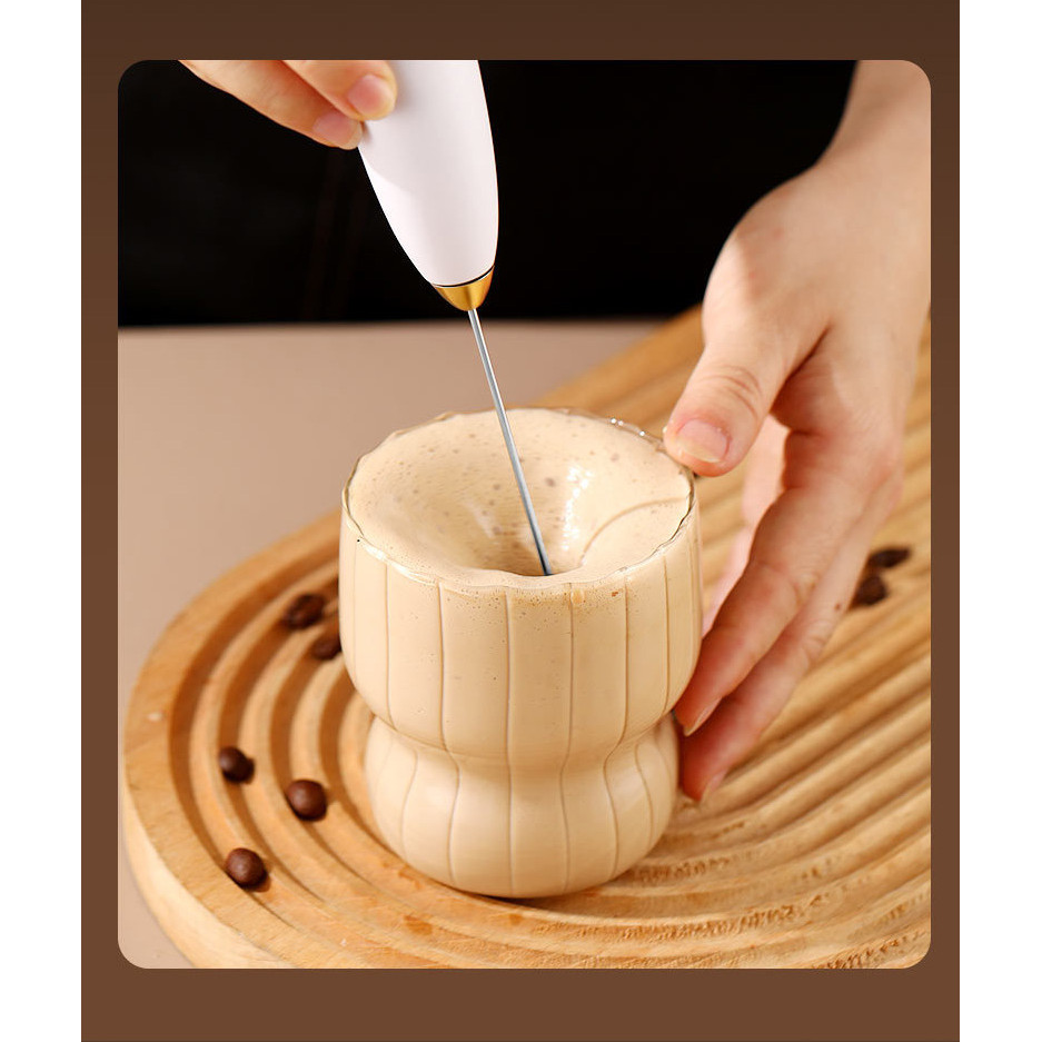 Electric Milk Frother 1PC Electric Whisk USB Rechargeable Compact Home Office Milk Frother Coffee Mi