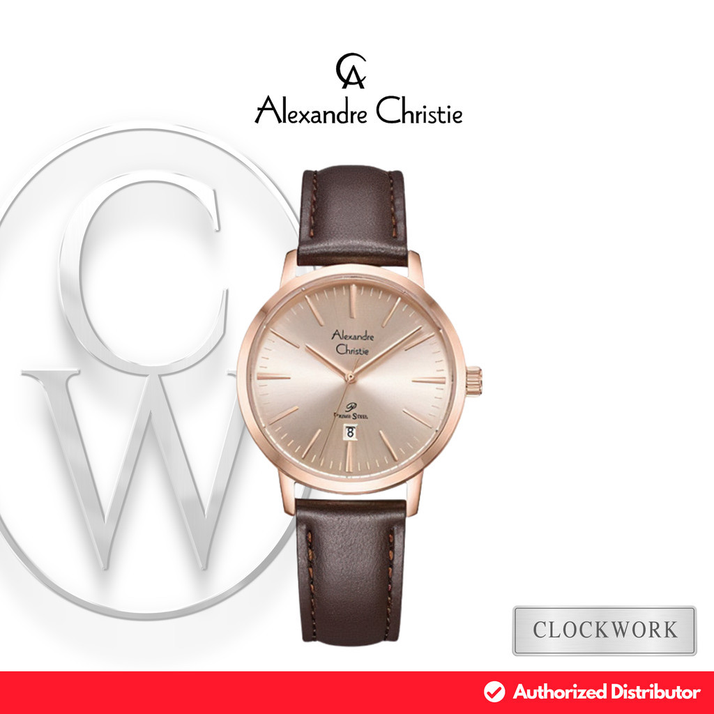 Jam Tangan Wanita Alexandre Christie Primo Steel AC 1028 LDLRGLN Kulit Classic Minimalis Simple Casu