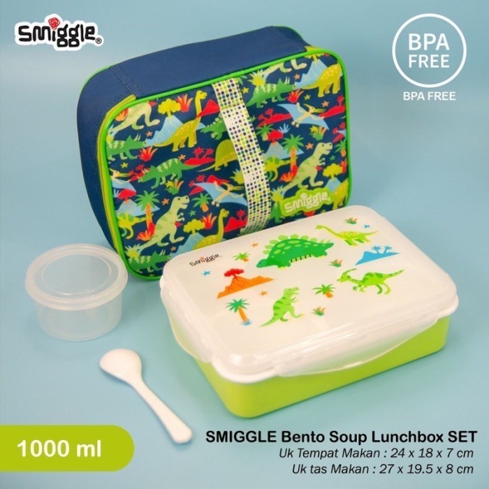 kotak bekal tas bekal lunch bag lunch box smiggle original - SET DINO