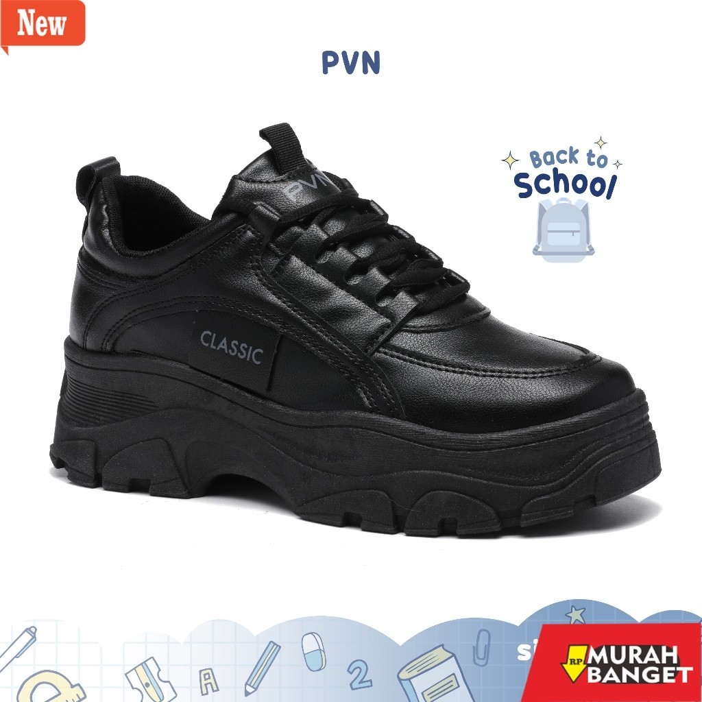 sepatu sneakers wanita original PVN Yeri Sepatu Sneakers Wanita Putih Hitam Kasual Sport Shoes Black
