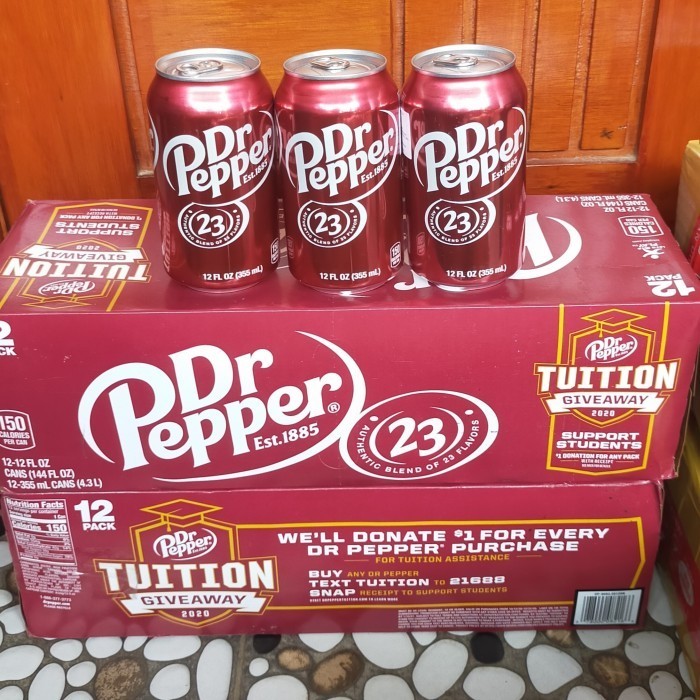 

dr pepper regular soft drink 1box isi 12x355ml