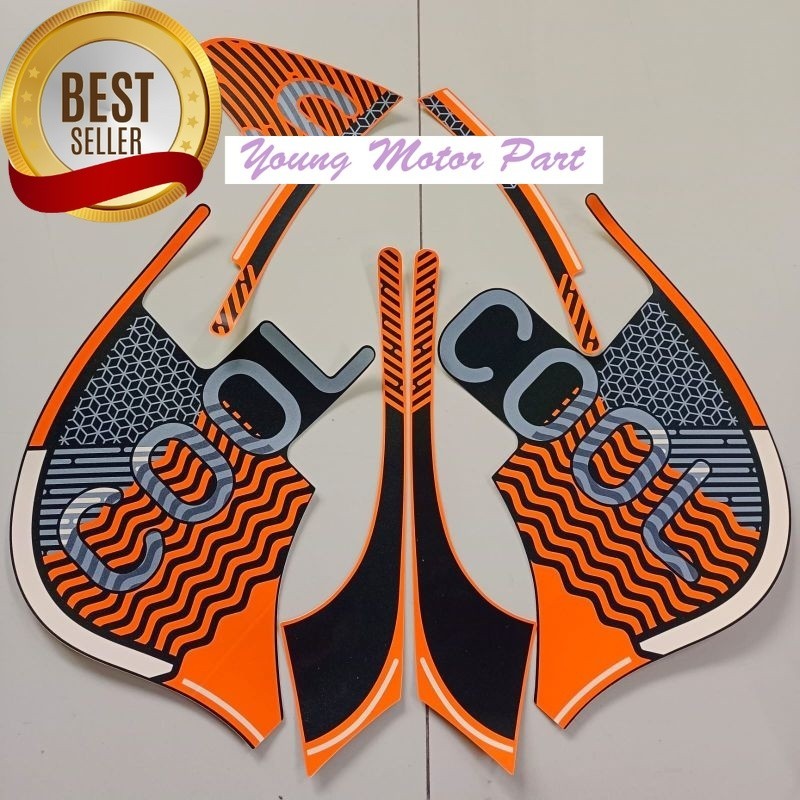stiker Striping stiker motor motor honda Scoopy 2021 2022 sporty fashion hitam oren list body standa