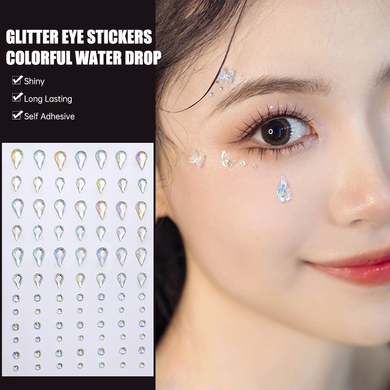 Ready-Dekorasi Wajah Hanfu Gaya Kuno Dekorasi Wajah Fantasi Stiker Berlian Mata Stiker Mata Indah-na