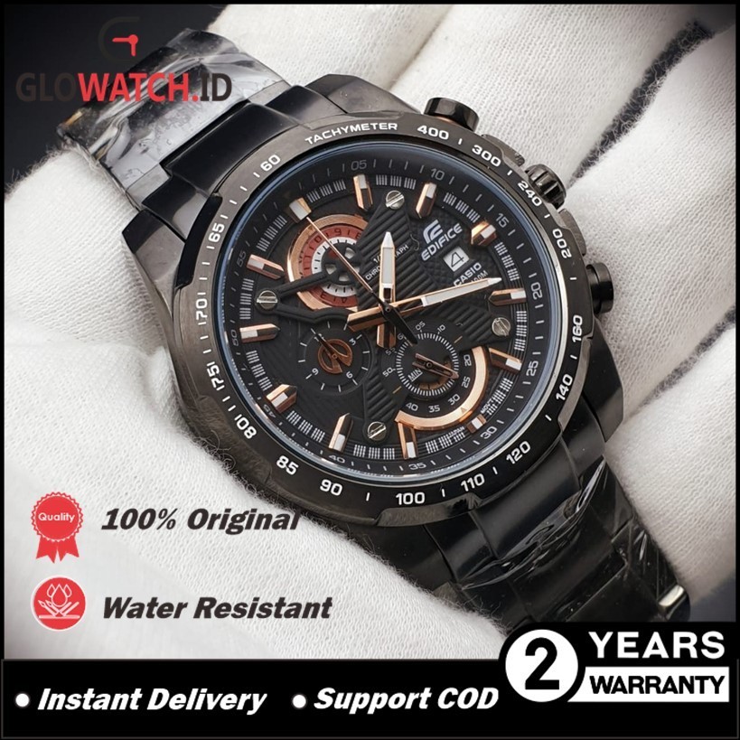 [Promo] Jam Tangan Pria Casio Edifice EFR-523BK-1AV / EFR523BK-1AV Stainless Steel Strap Original Ca