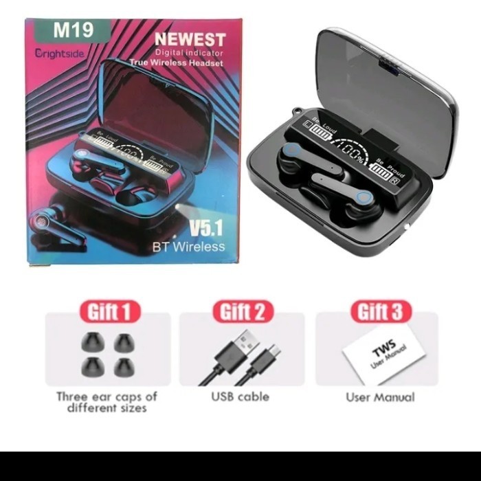 TWS M19 HEADSET BLUETOOTH WIRELESS TWS M19 GAMING V5.1