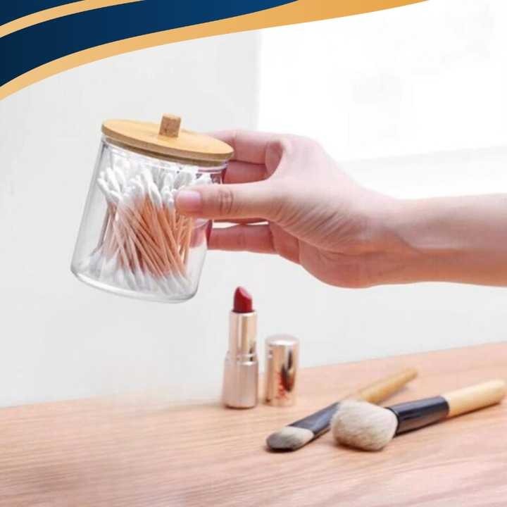 Tempat Kapas Cotton Bud Toples Plastik Make Up Organizer
