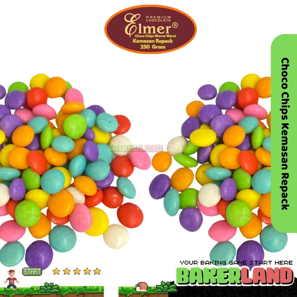 

Choco Chips Elmer Warna Warni 250g / Choco Chip Repack Warna Warni / Rainbow Chips Elmer Repack