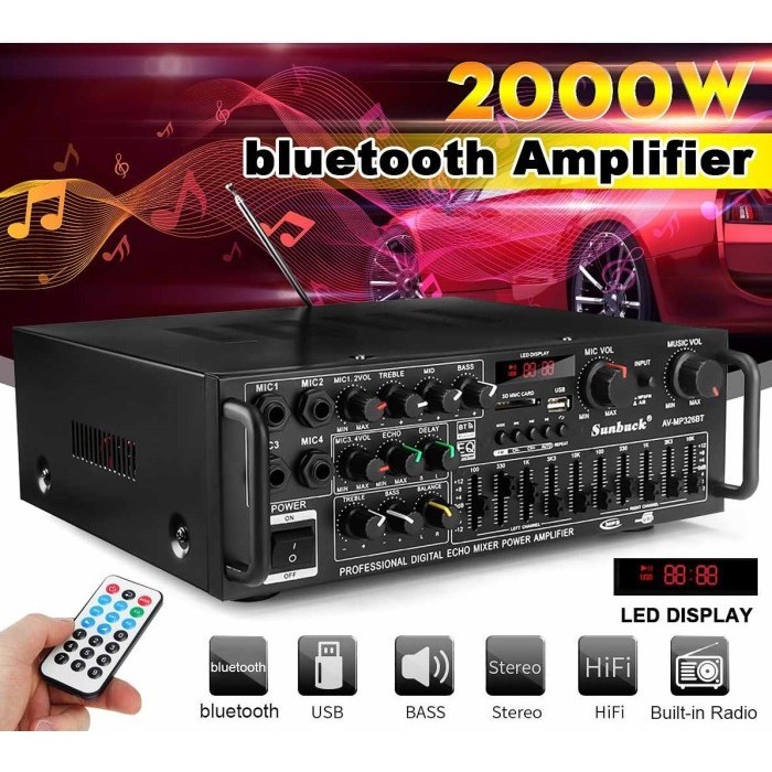 Power Amplifier 2000W 2 Channel Audio HiFi Amplifier Stereo