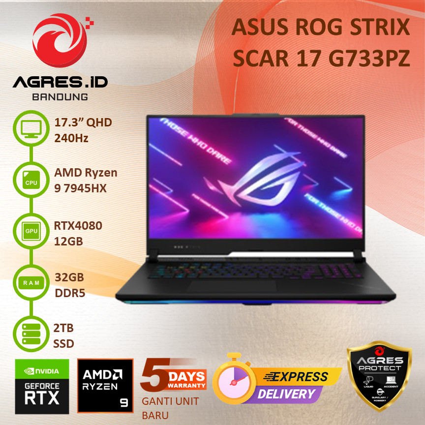 ASUS ROG STRIX SCAR 17 G733PZ RYZEN 9 RTX4080 32GB 2TB 17.3" IPS 240HZ