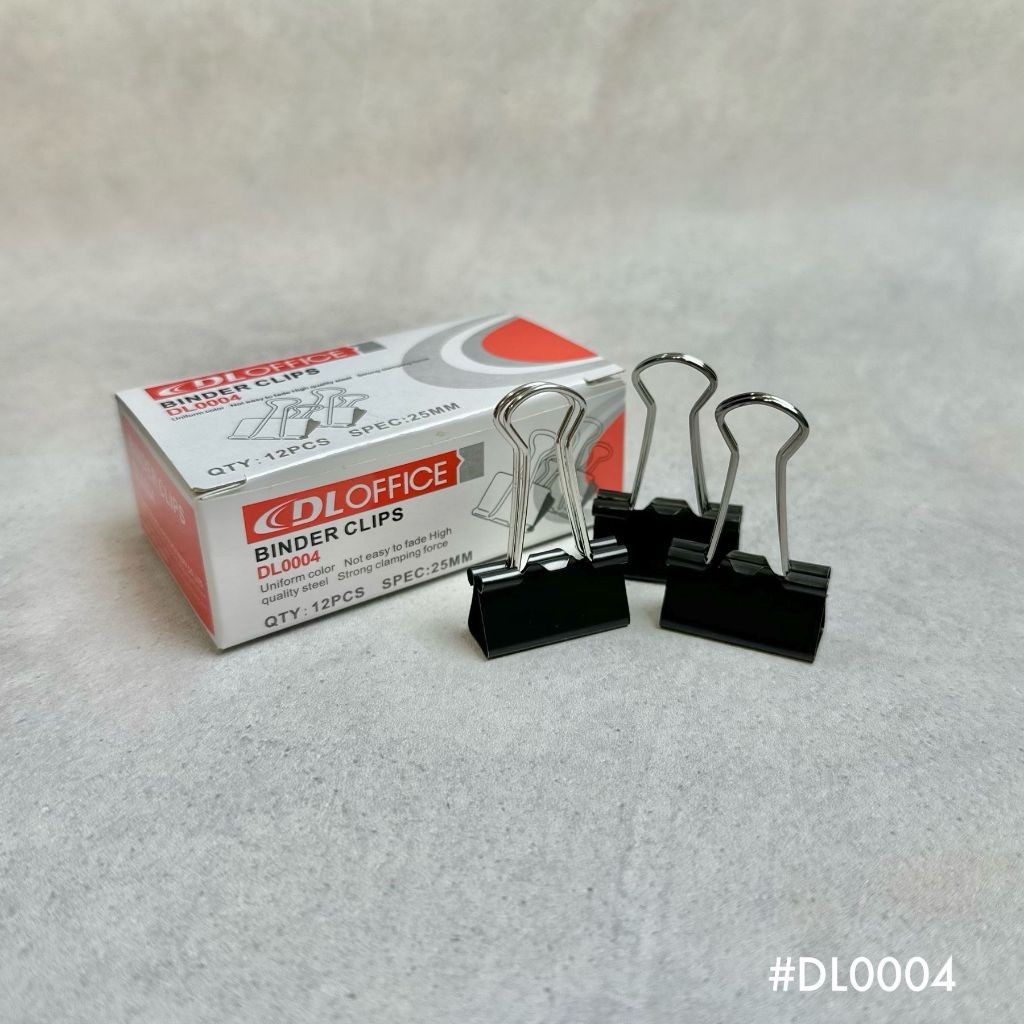 

Binder Clip Impor DL004 Ukuran 25 mm Penjepit Kertas Klip Binder 1 Box Isi 12 Pcs - SHESB