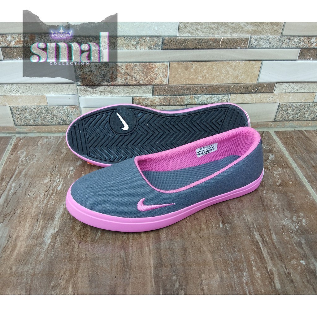 SEPATU SELOP WANITA SLIP ON 01 ABU PINK/SEPATU KERJA KULIAH SANTAI/SEPATU HIJABERS/SEPATU FLAT