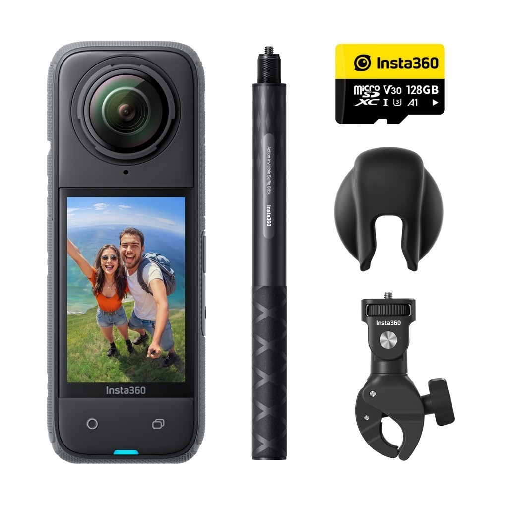 8K 360° action camera, 4K wide-angle video, 135 minutes battery life, AI editing, suitable for sport